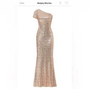 Badgley Mischka Blush Rose Gold Sequin Gown/Dress size 8